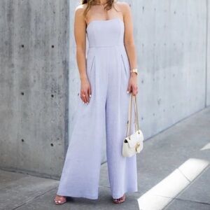 Revolve Endless Rose Lavender Strapless Jumpsuit Size Medium Wide‎ Leg